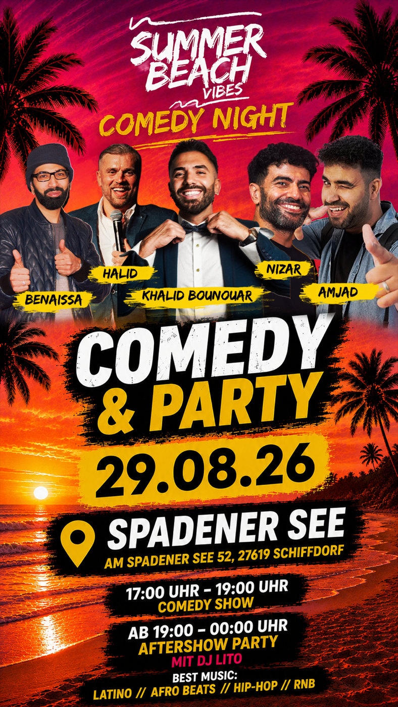 Summer Beach Vibes Comedy Night Flyer